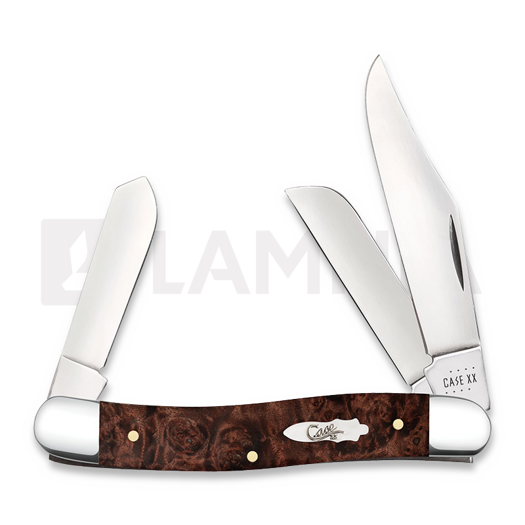 Pocket knife Case Cutlery Brown Maple Burl Wood Smooth Stockman 64065