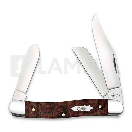 Pocket knife Case Cutlery Brown Maple Burl Wood Smooth Stockman 64065