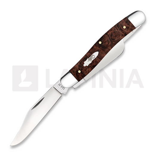 Pocket knife Case Cutlery Brown Maple Burl Wood Smooth Stockman 64065