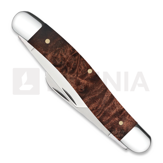 Pocket knife Case Cutlery Brown Maple Burl Wood Smooth Stockman 64065