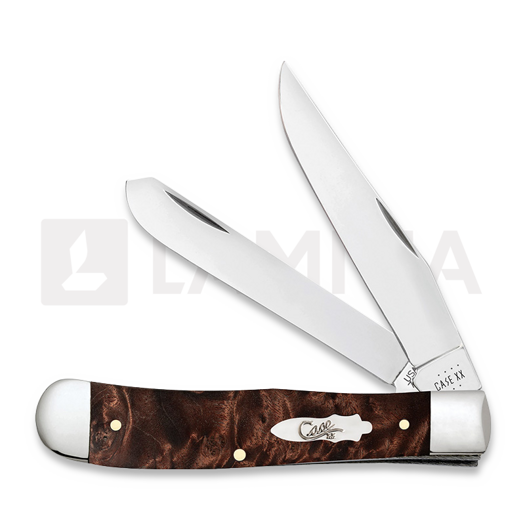 Pocket knife Case Cutlery Brown Maple Burl Wood Smooth Trapper 64060