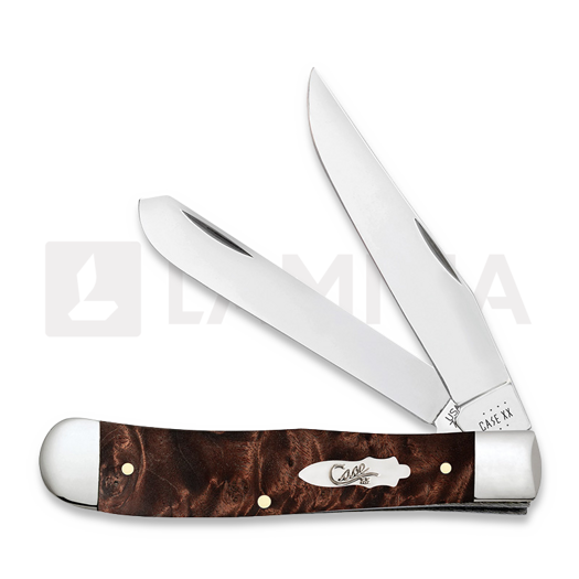 Pocket knife Case Cutlery Brown Maple Burl Wood Smooth Trapper 64060