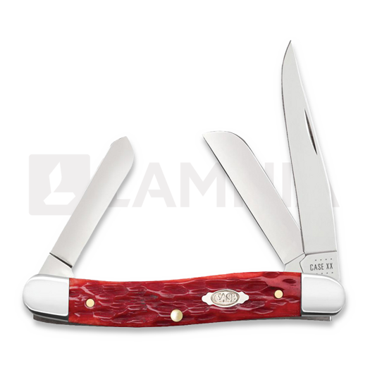 Pocket knife Case Cutlery Dark Red Bone Peach Seed Jig Chrome Vanadium Medium Stockman 31951