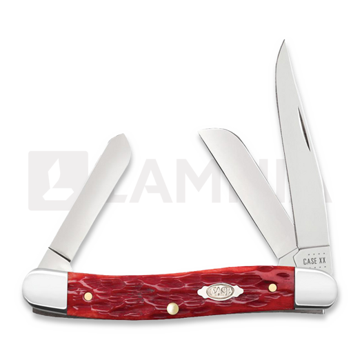 Pocket knife Case Cutlery Dark Red Bone Peach Seed Jig Chrome Vanadium Medium Stockman 31951