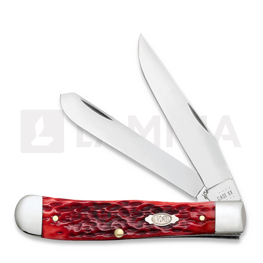 Pocket knife Case Cutlery Dark Red Bone Peach Seed Jig Chrome Vanadium Trapper 31950
