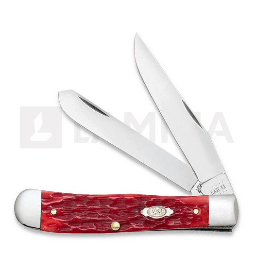 Pocket knife Case Cutlery Dark Red Bone Peach Seed Jig Chrome Vanadium Trapper 31957
