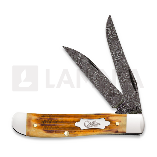 Case Cutlery Mini Trapper Damascus, Second Cut Jig Burnt Goldenrod 52422
