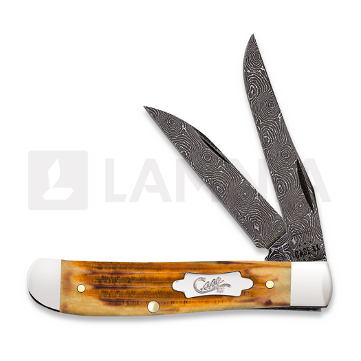 Case Cutlery Mini Trapper Damascus, Second Cut Jig Burnt Goldenrod 52422