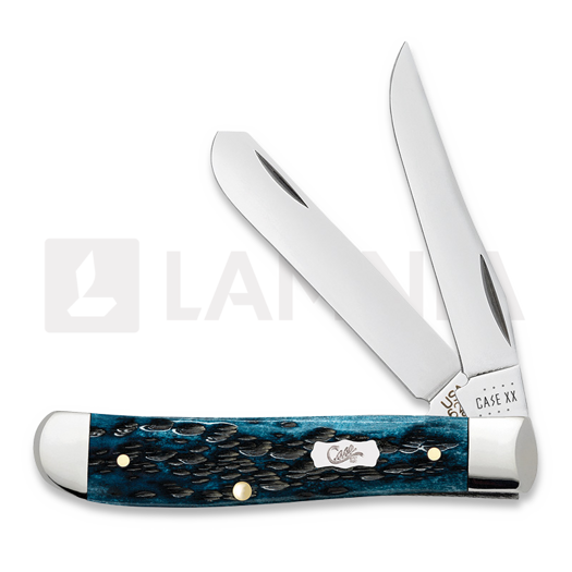 Case Cutlery Mini Trapper, Pocket Worn Mediterranean Blue Bone Peach Seed Jig 51852