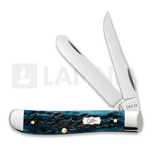 Case Cutlery Mini Trapper, Pocket Worn Mediterranean Blue Bone Peach Seed Jig 51852