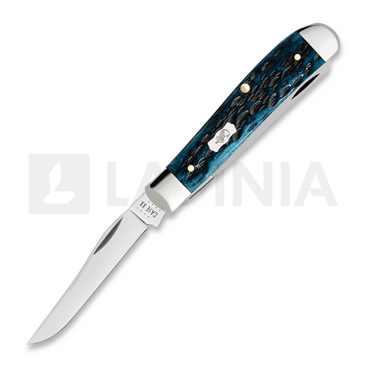 Case Cutlery Mini Trapper, Pocket Worn Mediterranean Blue Bone Peach Seed Jig 51852