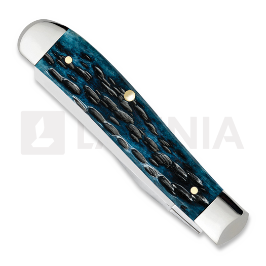 Case Cutlery Mini Trapper, Pocket Worn Mediterranean Blue Bone Peach Seed Jig 51852