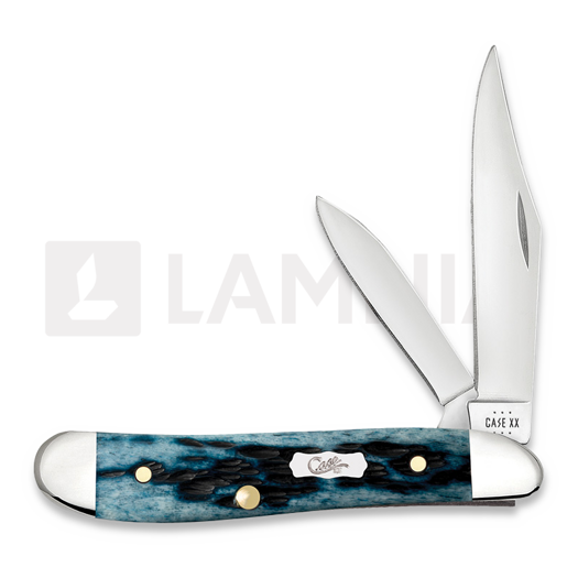 Case Cutlery Peanut, Pocket Worn Mediterranean Blue Bone Peach Seed Jig 51858