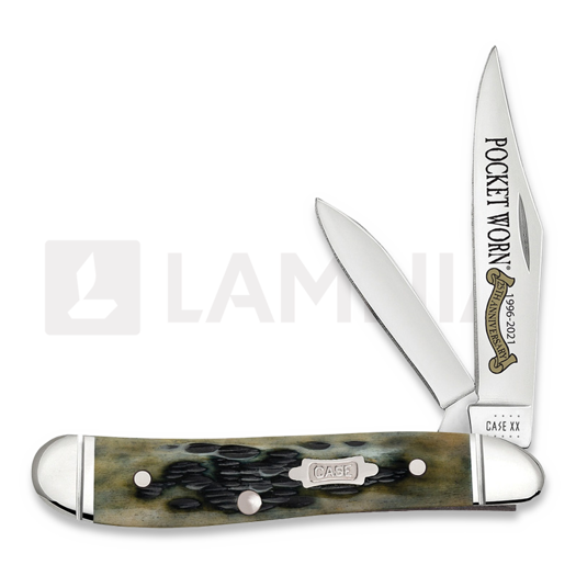 Navalha Case Cutlery Pocket Worn Olive Green Bone Peach Seed Jig Peanut 38196