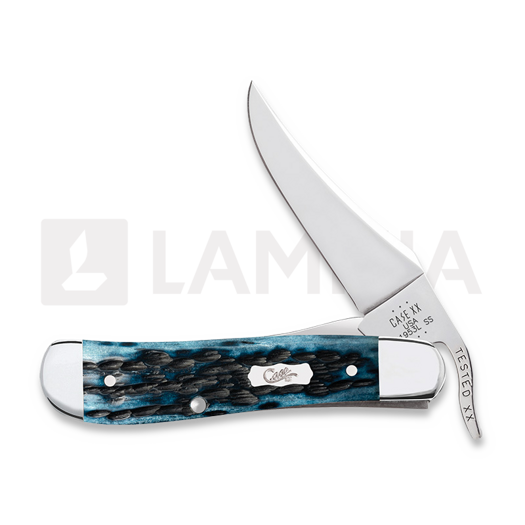 Case Cutlery RussLock, Pocket Worn Mediterranean Blue Bone Peach Seed Jig 51859
