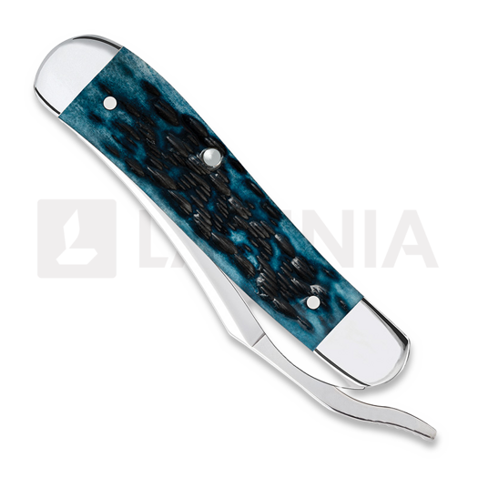 Case Cutlery RussLock, Pocket Worn Mediterranean Blue Bone Peach Seed Jig 51859