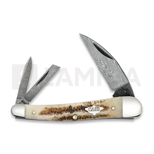 Case Cutlery Seahorse Whittler Damascus, Vintage Bone 77464