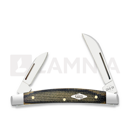 Case Cutlery Small Congress, Black/Green/Natural Canvas Micarta 23477