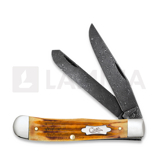 Case Cutlery Trapper Damascus, Second Cut Jig Burnt Goldenrod 52420