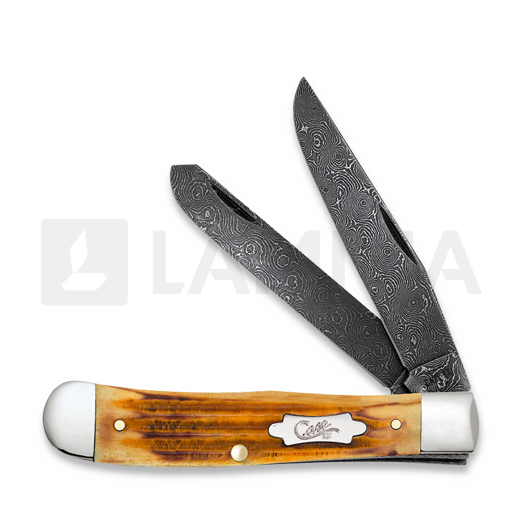 Case Cutlery Trapper Damascus, Second Cut Jig Burnt Goldenrod 52420