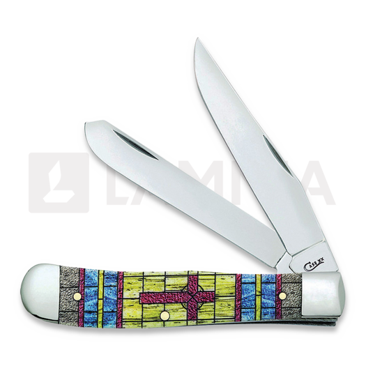 Case Cutlery Trapper Stained Glass Cross pocket knife 38713