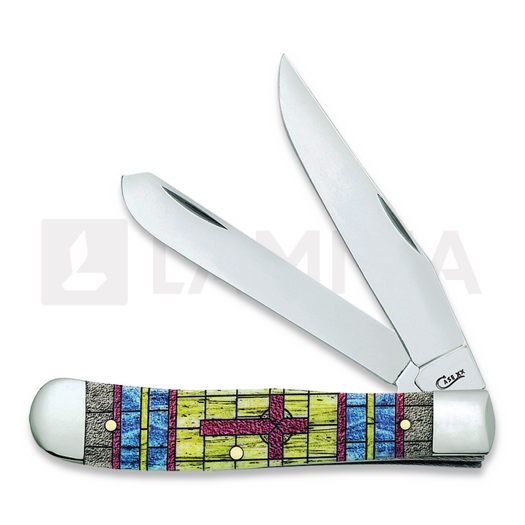 Case Cutlery Trapper Stained Glass Cross pocket knife 38713
