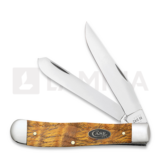 Case Cutlery Trapper, Yellow Curly Oak Smooth 47120