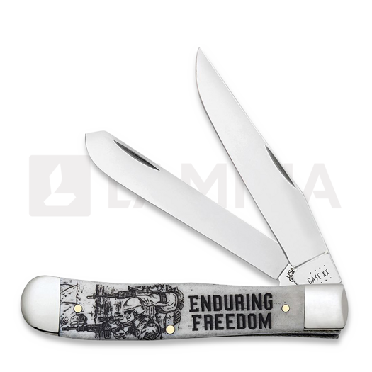 Case Cutlery War Series Smooth Natural Bone Trapper Enduring Freedom pocket knife 50955