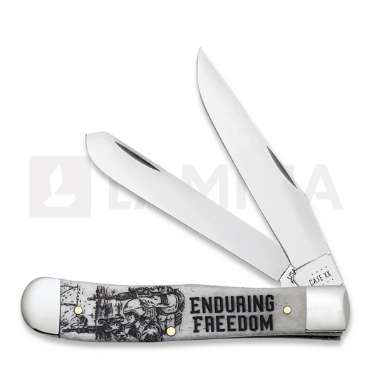 Case Cutlery War Series Smooth Natural Bone Trapper Enduring Freedom pocket knife 50955