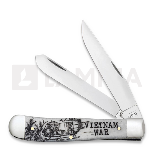 Case Cutlery War Series Smooth Natural Bone Trapper Vietnam pocket knife 50952