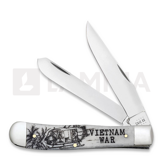 Case Cutlery War Series Smooth Natural Bone Trapper Vietnam pocket knife 50952