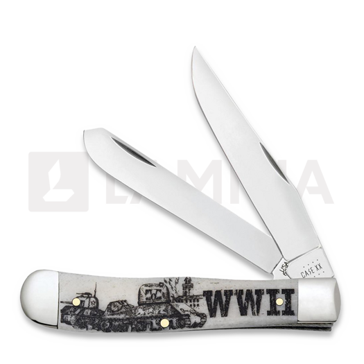 Pocket knife Case Cutlery War Series Smooth Natural Bone Trapper WWII 50950