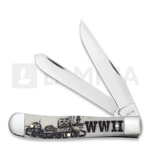 Pocket knife Case Cutlery War Series Smooth Natural Bone Trapper WWII 50950