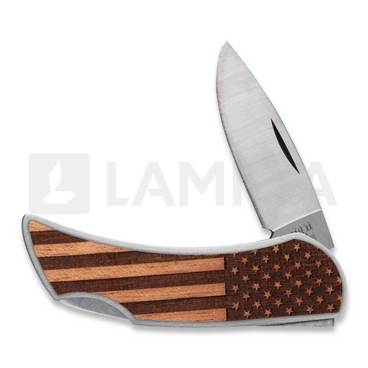 Case Cutlery Woodchuck Flag Brushed Stainless Steel Executive Lockback folding knife 64324