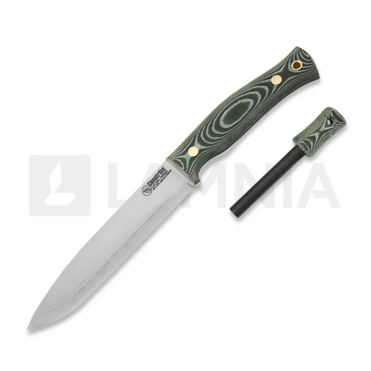 Casström No.14 SFK Green Micarta with Fire striker ナイフ, left 13423L