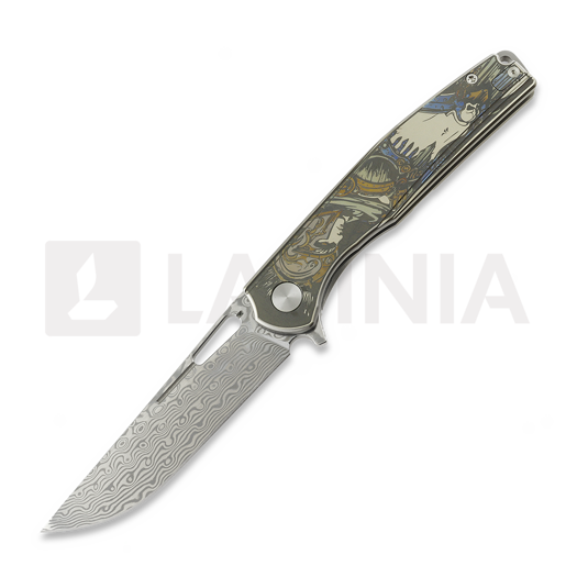 CH Knives Blast - Damascus - Titanium foldekniv
