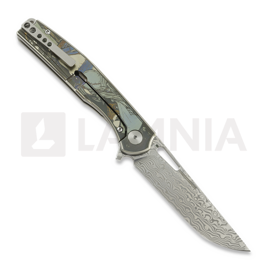 CH Knives Blast - Damascus - Titanium kääntöveitsi