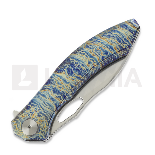 CH Knives Cupra-BL - Damascus - Titanium folding knife