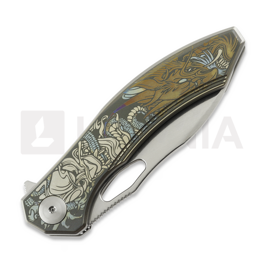 CH Knives Cupra-SL - Damascus - Titanium folding knife