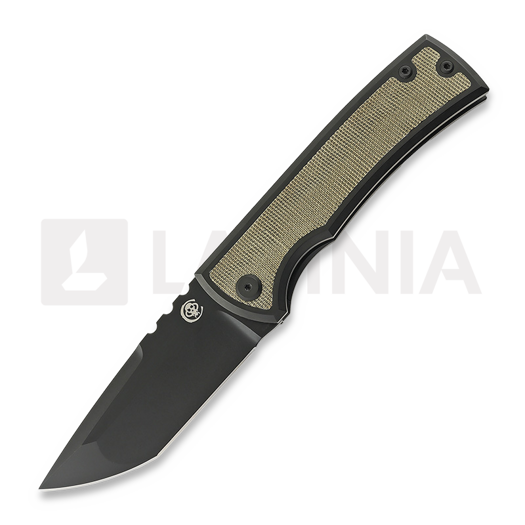 Chaves Knives Redencion 229 Kickstop Tanto folding knife, green micarta