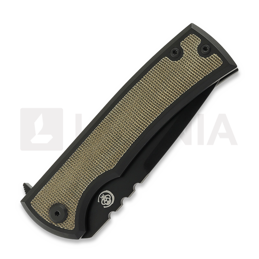 Chaves Knives Redencion 229 Kickstop Tanto folding knife, green micarta