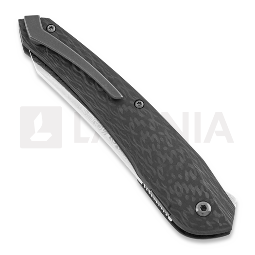 Cheburkov Cobra Damascus folding knife, carbon fibre