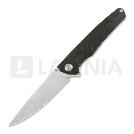 Navaja Cheburkov Gudzon Light Damascus, Marbled Carbon Fiber