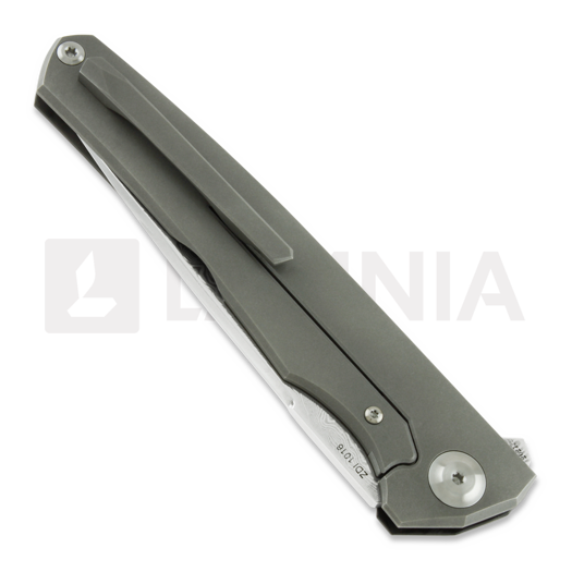 Cheburkov Gudzon Light Damascus folding knife, Marbled Carbon Fiber