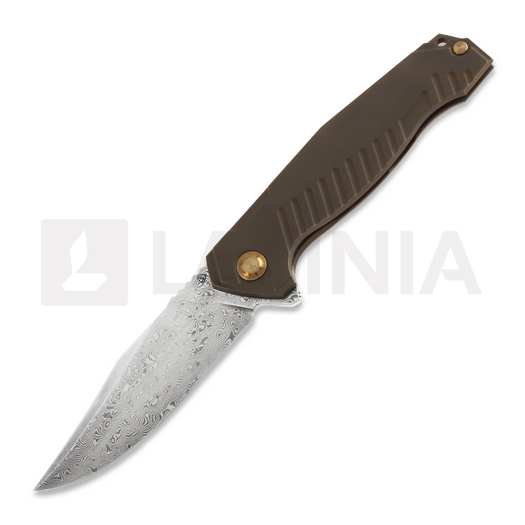 Cheburkov Medved (Bear) Damascus kääntöveitsi, Bronze Titanium