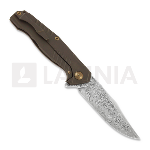 Cheburkov Medved (Bear) Damascus folding knife, Bronze Titanium