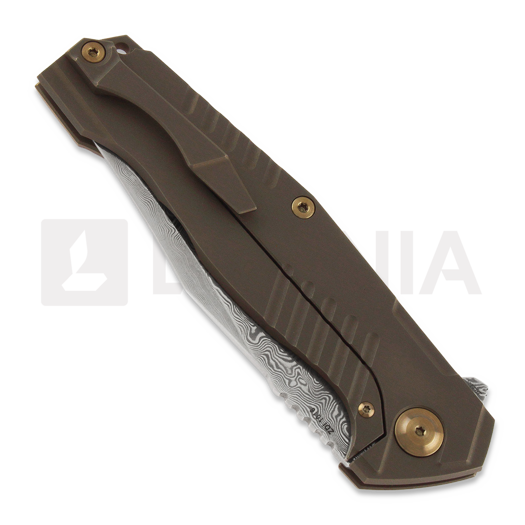 Cheburkov Medved (Bear) Damascus folding knife, Bronze Titanium