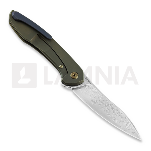 Cheburkov Mini Russkiy Damascus sulankstomas peilis, Bronzed Titanium