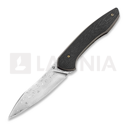 Cheburkov Russkiy Damascus 접이식 나이프, black carbon fibre