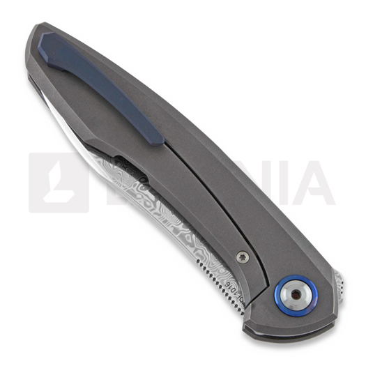 Cheburkov Russkiy Damascus sulankstomas peilis, blue pivot